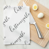 Bewerkbaar modern scripttekstpatroon | Zwart-wit Theedoek (Quarter Fold)