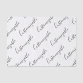 Bewerkbaar modern scripttekstpatroon | Zwart-wit Tissuepapier (Voorkant)