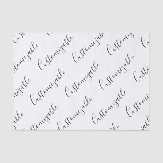 Bewerkbaar modern scripttekstpatroon | Zwart-wit Tissuepapier (Voorkant)