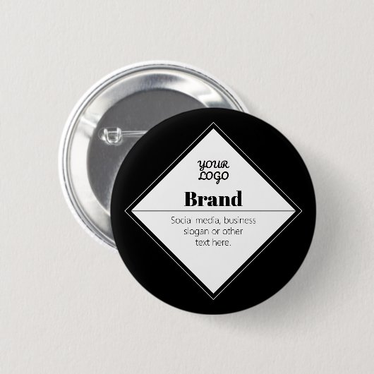 Bewerkbaar modern tekstontwerp & uw logo ronde button 5,7 cm (Voorkant /achterkant)
