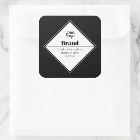 Bewerkbaar modern tekstontwerp & uw logo vierkante sticker (Tas)