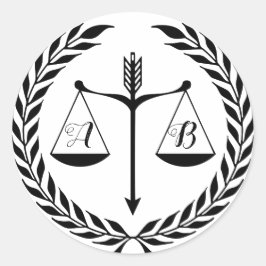 Bewerkbaar monogram advocaat rechter ronde sticker
