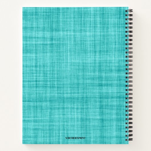 Bewerkbaar monogram en naam op blauw notitieboek (Achterkant)