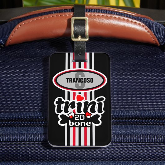 Bewerkbaar Monogram Initiaal Trini naar de Bone Bagagelabel (Voorkant Insitu 2)