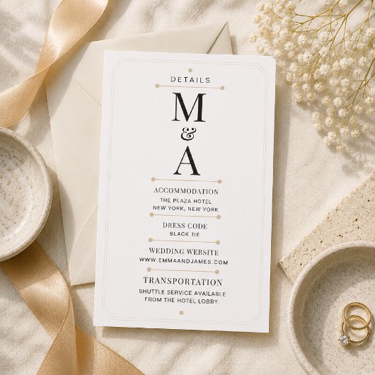Bewerkbaar Monogram Minimaal Luxe Details Kaart