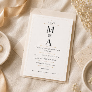 Bewerkbaar Monogram Minimaal Luxe RSVP Kaart