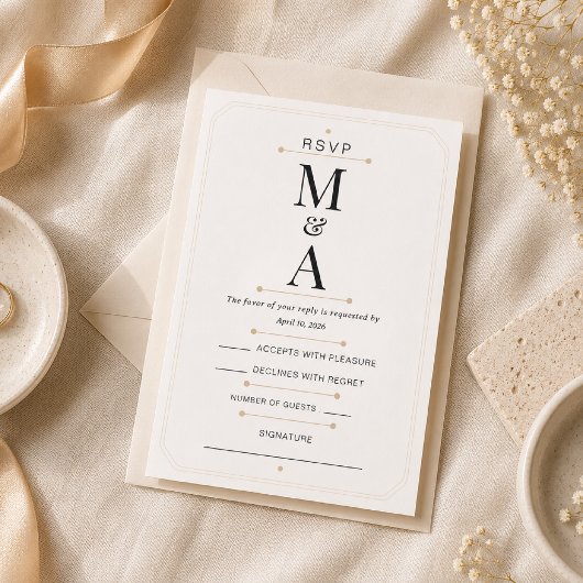 Bewerkbaar Monogram Minimaal Luxe RSVP Kaart