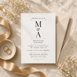 Bewerkbaar Monogram Minimaal Luxe Trouwfeest Kaart