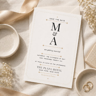Bewerkbaar Monogram Minimale Luxe Bewaar De Datum Kaart