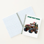 Bewerkbaar Monster Truck Kerstmis Spiraal Notebook Notitieboek (Binnen)