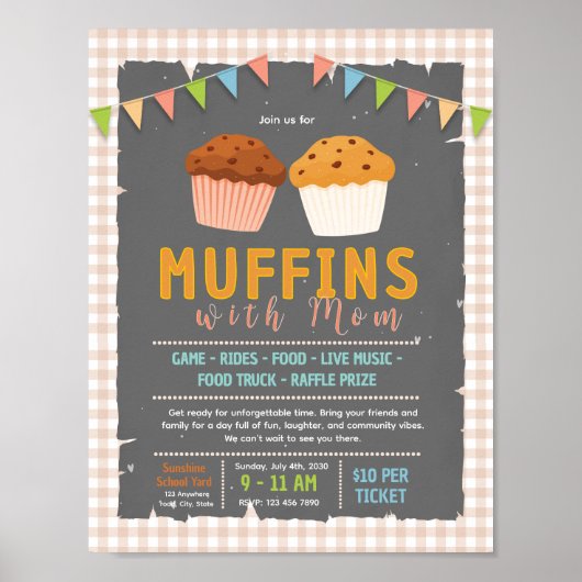 Bewerkbaar muffin met mama fondsenwervingsfolder poster (Voorkant)