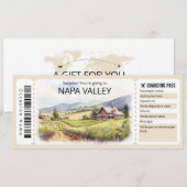Bewerkbaar Napa Valley Vliegticket, Californië Kaart (Voorkant / Achterkant)