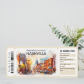 Bewerkbaar Nashville Vliegticket, Tennessee Trip Kaart (Staand voorkant)