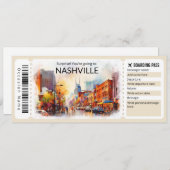 Bewerkbaar Nashville Vliegticket, Tennessee Trip Kaart (Voorkant / Achterkant)