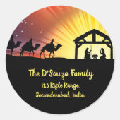 Bewerkbaar native adreslabel ronde sticker (Voorkant)