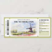 Bewerkbaar Nederland Boarding Pass Vliegticket Kaart (Voorkant)