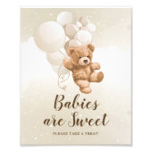 Bewerkbaar Neutraal Teddy Bear Treat Tafelteken Foto Afdruk (Voorkant)