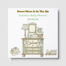 Bewerkbaar Neutraal Vintage Baby Shower Gastboek