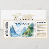 Bewerkbaar Nieuw-Zeeland Vliegticket, Nieuw-Zeelan Kaart (Voorkant / Achterkant)