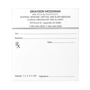 Bewerkbaar Notitieblok op recept