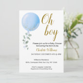 Bewerkbaar Oh Boy Baby shower Invitation Kaart (Staand voorkant)