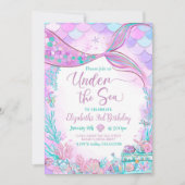 Bewerkbaar Onder de Zee Paars Turkoois Kleine Zeem Kaart (Voorkant)