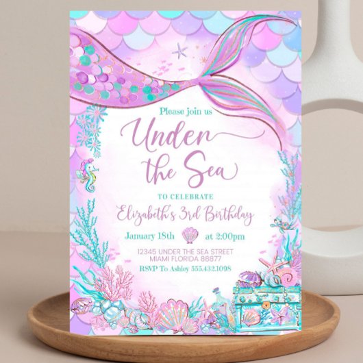 Bewerkbaar Onder de Zee Paars Turkoois Kleine Zeem Kaart