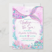 Bewerkbaar Onder de Zee Paars Turkoois Kleine Zeem Kaart (Voorkant)