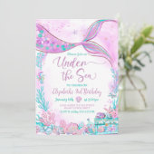 Bewerkbaar Onder de Zee Paars Turkoois Kleine Zeem Kaart (Staand voorkant)