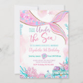 Bewerkbaar Onder de Zee Paars Turkoois Kleine Zeem Kaart (Voorkant)