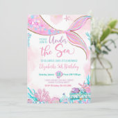 Bewerkbaar Onder de Zee Paars Turkoois Kleine Zeem Kaart (Staand voorkant)