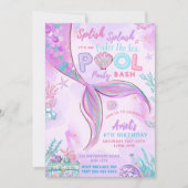 Bewerkbaar onder het Zee Mermaid Birthday Invitati Kaart (Voorkant)