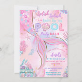 Bewerkbaar onder het Zee Mermaid Birthday Invitati Kaart (Voorkant)