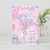 Bewerkbaar onder het Zee Mermaid Birthday Invitati Kaart (Staand voorkant)