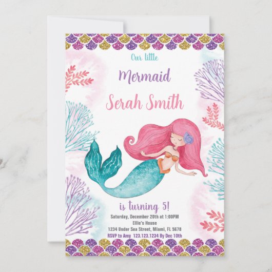 Bewerkbaar Onder het Zee Party Kaart met Ocean The (Voorkant)