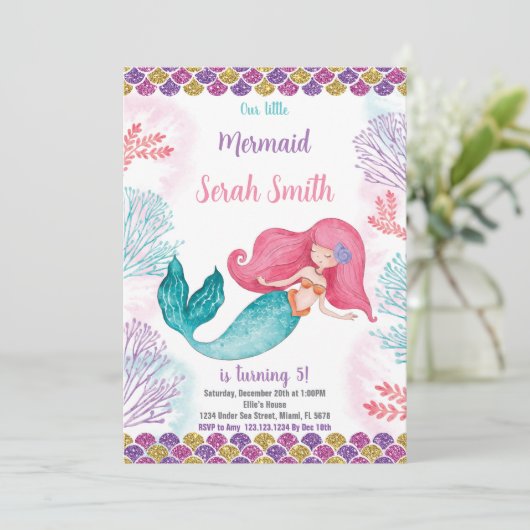 Bewerkbaar Onder het Zee Party Kaart met Ocean The (Staand voorkant)