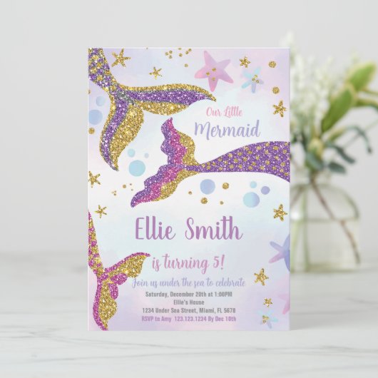 Bewerkbaar Onder het Zee Party Kaart met Rainbow (Staand voorkant)