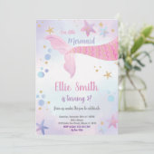 Bewerkbaar onder het Zee Party Kaart voor meisjes (Staand voorkant)