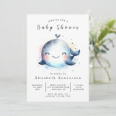 Bewerkbaar onderwater walvis Baby shower Kaart (Staand voorkant)