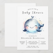 Bewerkbaar onderwater walvis Baby shower Kaart (Voorkant / Achterkant)
