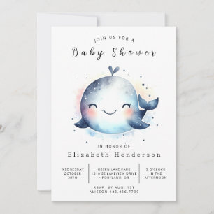 Bewerkbaar onderwater walvis Baby shower Kaart