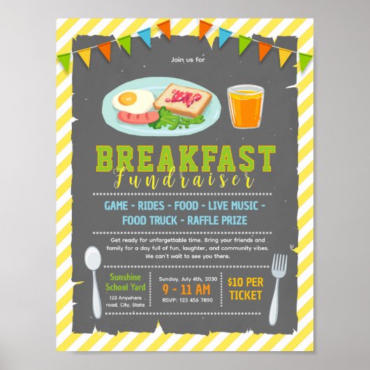 Bewerkbaar ontbijt fondsenwervingsflyer poster (Voorkant)