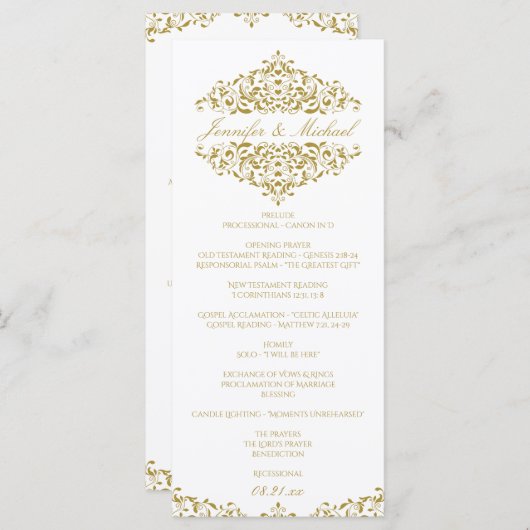 BEWERKBAAR ONTWERP KLEUR Charlene Elegant Programm Programmakaart (Voorkant / Achterkant)