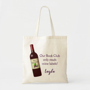Bewerkbaar Onze boekenclub leest alleen wijnetiket Tote Bag