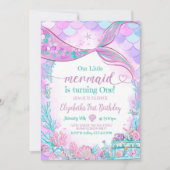 Bewerkbaar Onze Kleine Zeemeermin Paars Turkoois K Kaart (Voorkant)