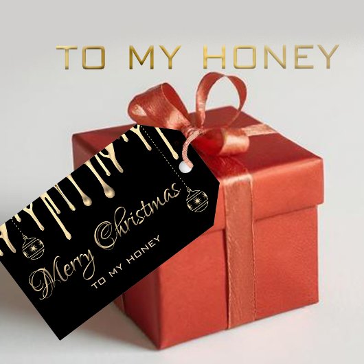 Bewerkbaar op My Honey Gold Dripping Honey Xmas La Cadeaulabel