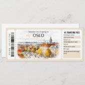 Bewerkbaar Oslo Vliegticket, Noorwegen Trip Kaart (Voorkant / Achterkant)
