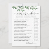 Bewerkbaar Over of Onder Game Baby shower Party Ka Kaart (Voorkant)