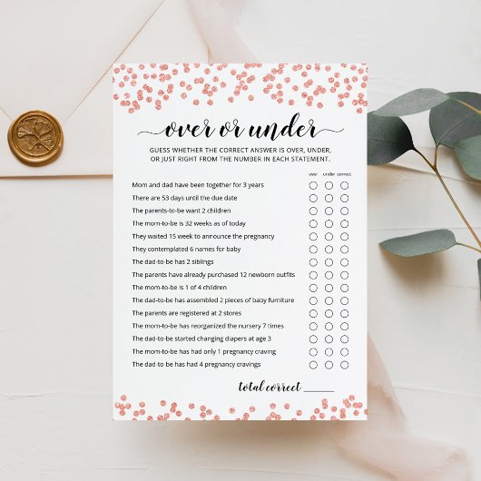 Bewerkbaar Over of Onder Game Baby shower Party Ka Kaart