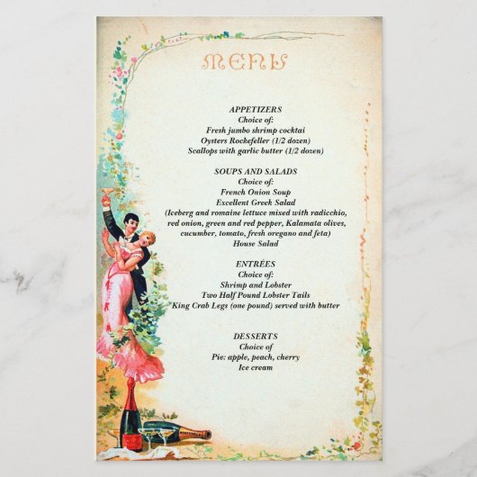 Bewerkbaar  Paar en Champagne Menu (Voorkant)
